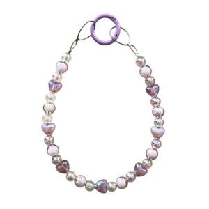 NEW Iridescent Heart Pearl Bead Phone Charm Bracelet